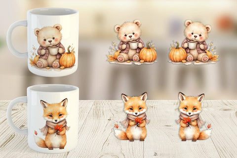 Mug Wrap Autumn Forest Cuties Sublimation artnoy 