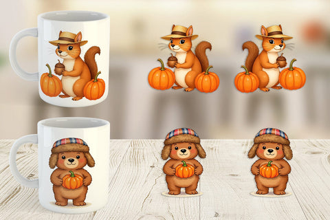 Mug Wrap Autumn Hat Critters Sublimation artnoy 