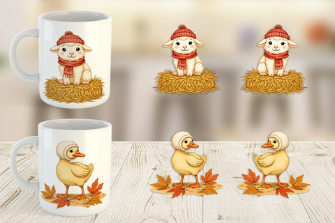 Mug Wrap Autumn Hat Critters Sublimation artnoy 