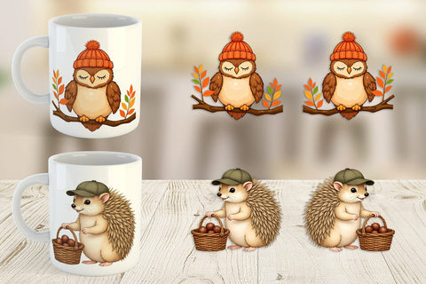 Mug Wrap Autumn Hat Critters Sublimation artnoy 