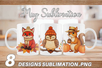 Mug Wrap Autumn Hat Critters Sublimation artnoy 