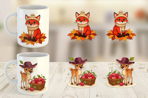 Mug Wrap Autumn Hat Critters Sublimation artnoy 