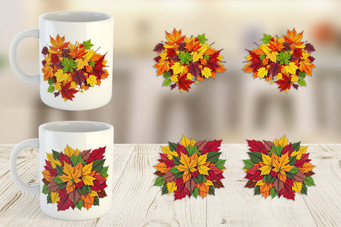 Mug Wrap Autumn Leaves Sublimation artnoy 