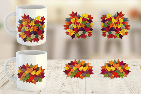 Mug Wrap Autumn Leaves Sublimation artnoy 