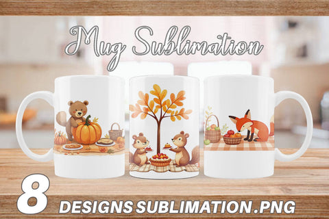Mug Wrap Autumn Picnic Animals Sublimation artnoy 