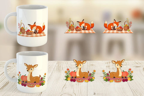 Mug Wrap Autumn Picnic Animals Sublimation artnoy 