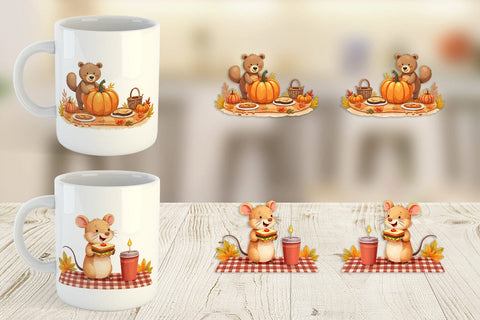 Mug Wrap Autumn Picnic Animals Sublimation artnoy 