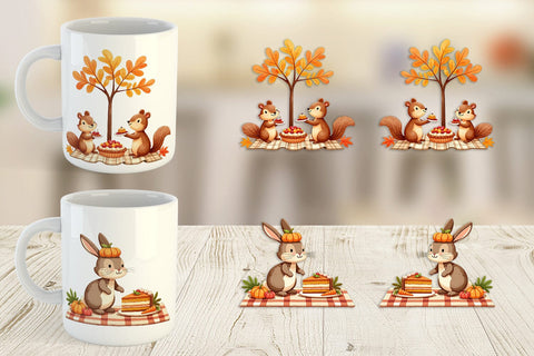 Mug Wrap Autumn Picnic Animals Sublimation artnoy 
