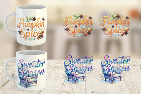 Mug Wrap Autumn Pumpkin Spice Quotes Sublimation artnoy 