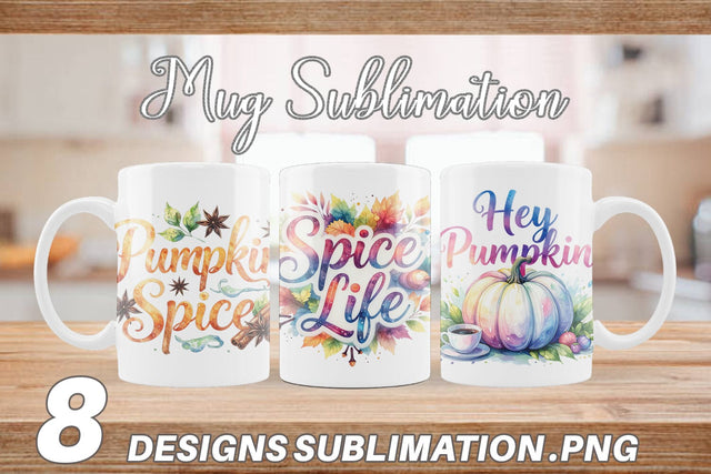 Mug Wrap Autumn Pumpkin Spice Quotes Sublimation artnoy 