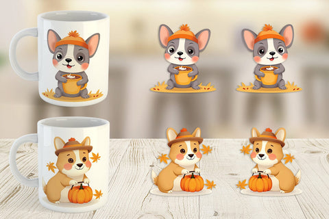 Mug Wrap Autumn Puppy Parade Sublimation artnoy 