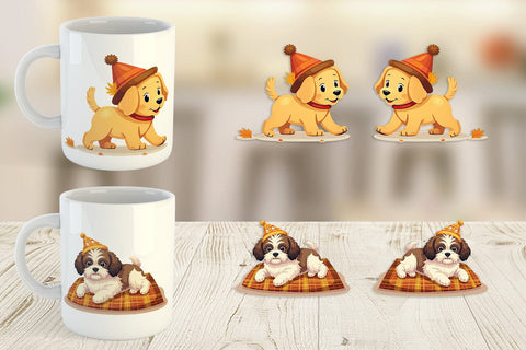 Mug Wrap Autumn Puppy Parade Sublimation artnoy 