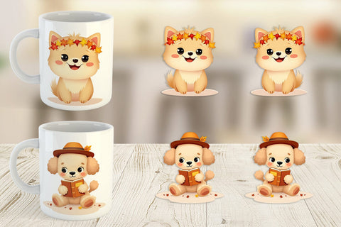 Mug Wrap Autumn Puppy Parade Sublimation artnoy 