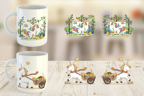 Mug Wrap Autumn Unicorn Whimsy Sublimation artnoy 