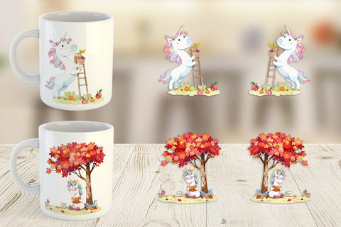 Mug Wrap Autumn Unicorn Whimsy Sublimation artnoy 