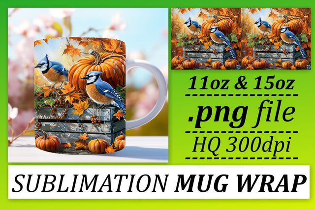 Mug Wrap Autumn Watercolor Design 11oz/15oz Sublimation afrosvg 