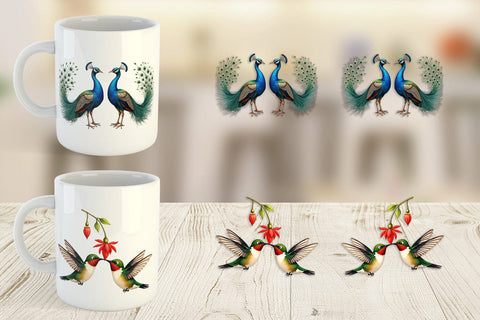 Mug Wrap Avian Affection Watercolor Bird Couples Sublimation artnoy 