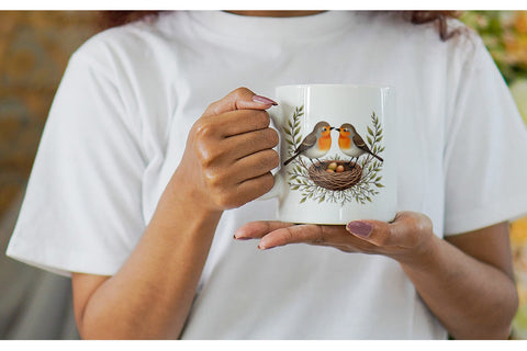 Mug Wrap Avian Affection Watercolor Bird Couples Sublimation artnoy 