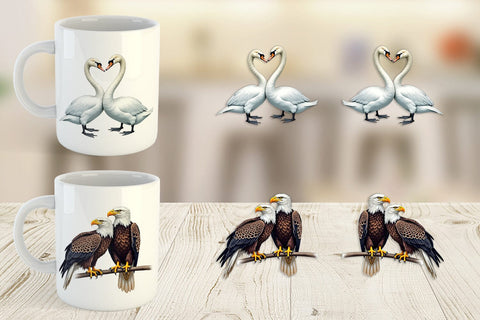 Mug Wrap Avian Affection Watercolor Bird Couples Sublimation artnoy 