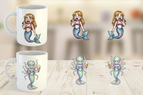 Mug Wrap Awkward Alien Mermaids Sublimation artnoy 