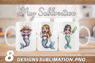 Mug Wrap Awkward Alien Mermaids Sublimation artnoy 