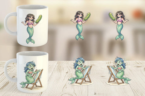 Mug Wrap Awkward Alien Mermaids Sublimation artnoy 