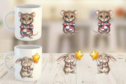Mug Wrap Awkward Patriotic Animals Watercolor Sublimation artnoy 