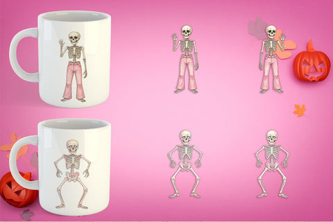 Mug Wrap Awkward Pink Skeleton Retro Watercolor Sublimation artnoy 