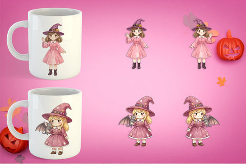 Mug Wrap Awkward Pink Witch Retro Watercolor Sublimation artnoy 