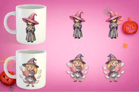 Mug Wrap Awkward Pink Witch Retro Watercolor Sublimation artnoy 