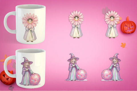 Mug Wrap Awkward Pink Witch Retro Watercolor Sublimation artnoy 