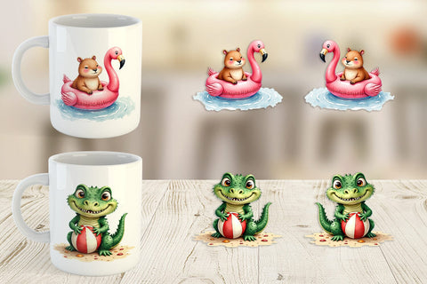 Mug Wrap Awkward Pool Animals Sublimation artnoy 