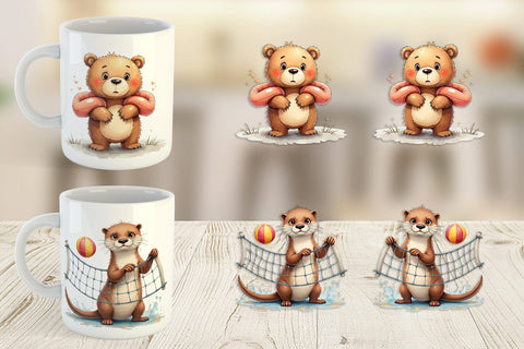 Mug Wrap Awkward Pool Animals Sublimation artnoy 