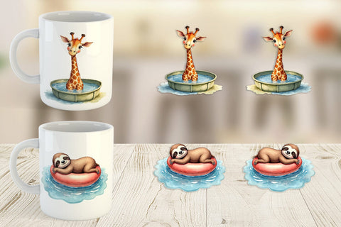 Mug Wrap Awkward Pool Animals Sublimation artnoy 