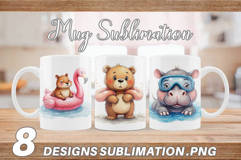 Mug Wrap Awkward Pool Animals Sublimation artnoy 