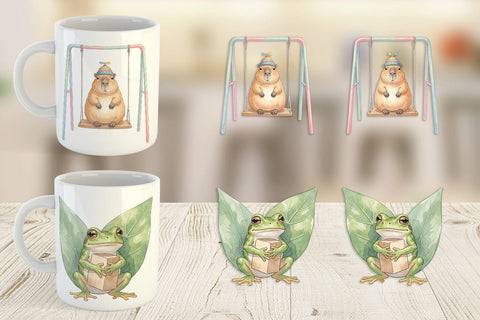 Mug Wrap Awkward Recess Misfits Watercolor Sublimation artnoy 
