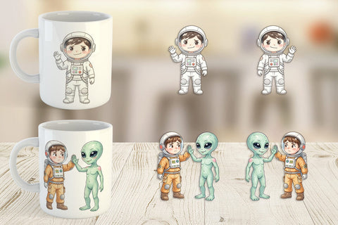 Mug Wrap Awkward Space Kid Watercolor Sublimation artnoy 