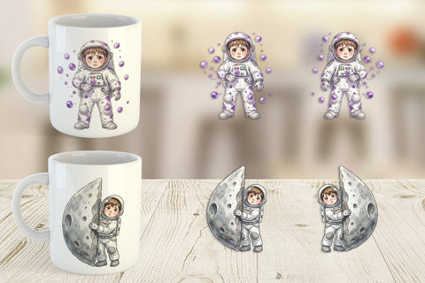 Mug Wrap Awkward Space Kid Watercolor Sublimation artnoy 