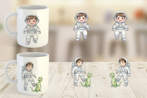 Mug Wrap Awkward Space Kid Watercolor Sublimation artnoy 