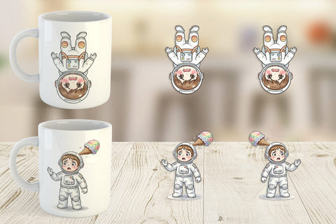 Mug Wrap Awkward Space Kid Watercolor Sublimation artnoy 