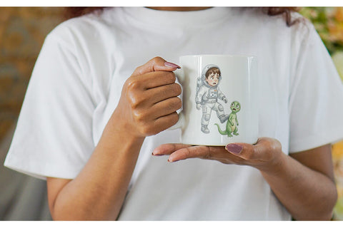 Mug Wrap Awkward Space Kid Watercolor Sublimation artnoy 