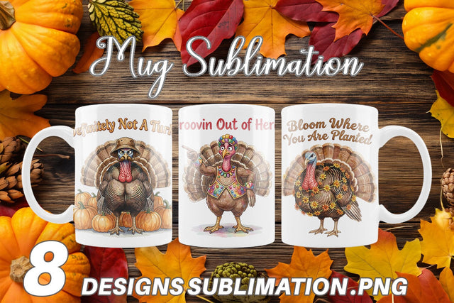 Mug Wrap Awkward Turkey Retro Watercolor Sublimation artnoy 