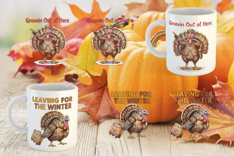 Mug Wrap Awkward Turkey Retro Watercolor Sublimation artnoy 