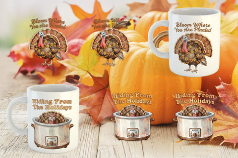 Mug Wrap Awkward Turkey Retro Watercolor Sublimation artnoy 