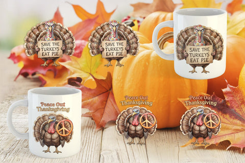 Mug Wrap Awkward Turkey Retro Watercolor Sublimation artnoy 