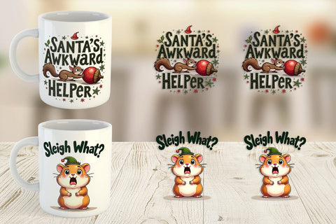 Mug Wrap Awkwardly Festive Critters: Ugly Cute Animal Quotes Sublimation artnoy 