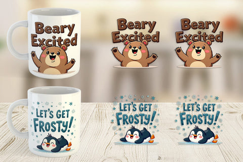 Mug Wrap Awkwardly Festive Critters: Ugly Cute Animal Quotes Sublimation artnoy 