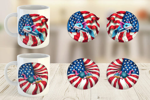 Mug Wrap Axolotl 4th of July Sublimation artnoy 