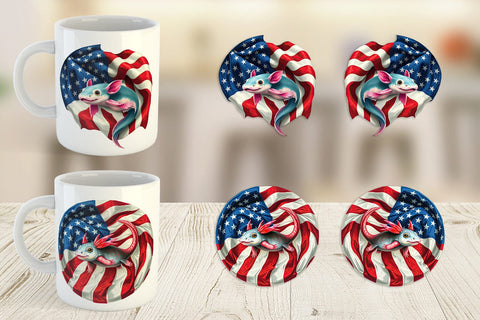 Mug Wrap Axolotl 4th of July Sublimation artnoy 