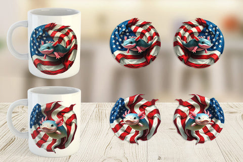 Mug Wrap Axolotl 4th of July Sublimation artnoy 